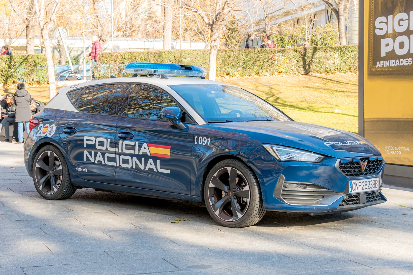 Vehículo de la Policía Nacional en Madrid, fotografiado en diciembre de 2024. Imagen de contexto ajena al operativo descrito.